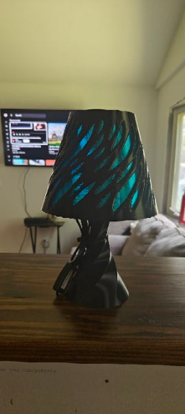 Spectra 3D Printed Table Lamp Modern LED Night Light Black & Blue Mood Lamp for Bedroom, Desk, Dorm, or Gift Home Decor