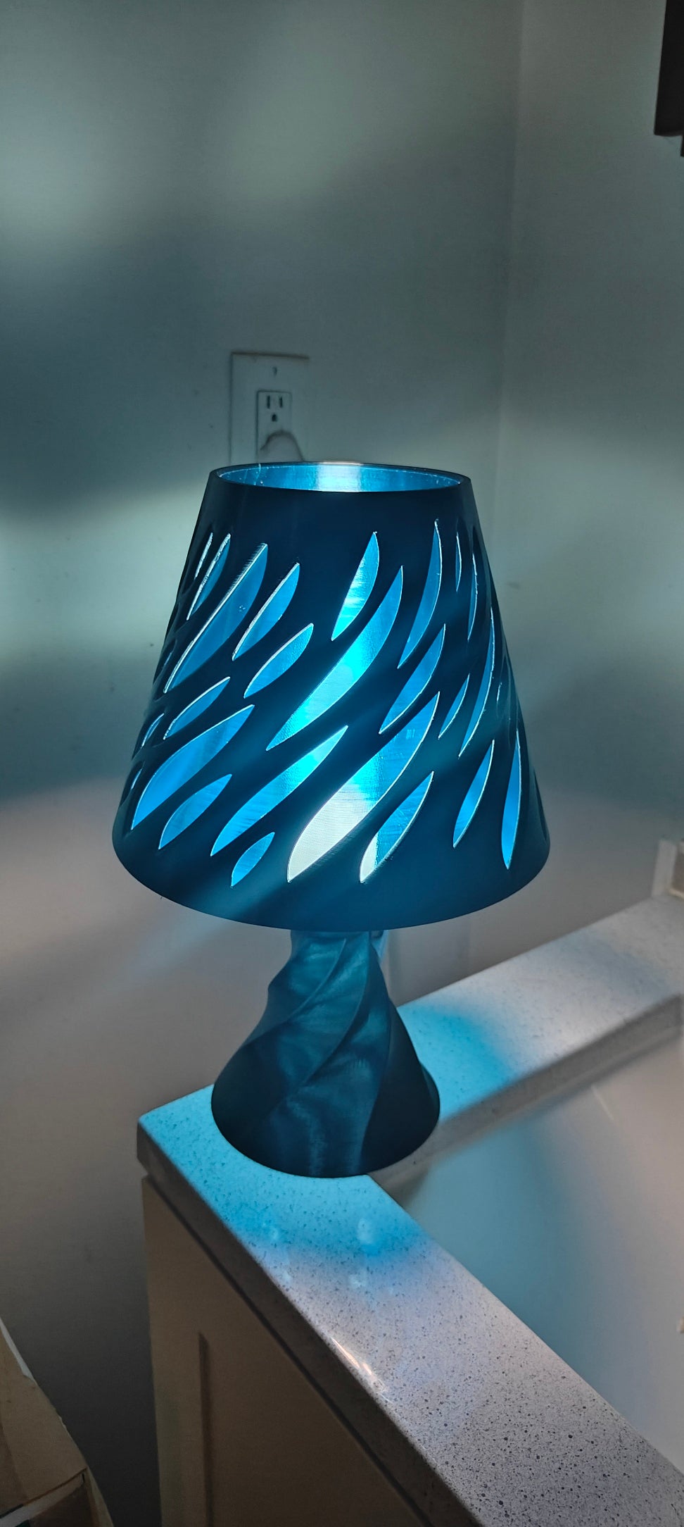 Spectra 3D Printed Table Lamp Modern LED Night Light Black & Blue Mood Lamp for Bedroom, Desk, Dorm, or Gift Home Decor