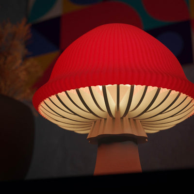 Mushroom Lamp – 3D Printed Table Lamp | Red Toadstool Night Light | Fantasy Cottagecore Decor for Bedroom, Desk, or Gift
