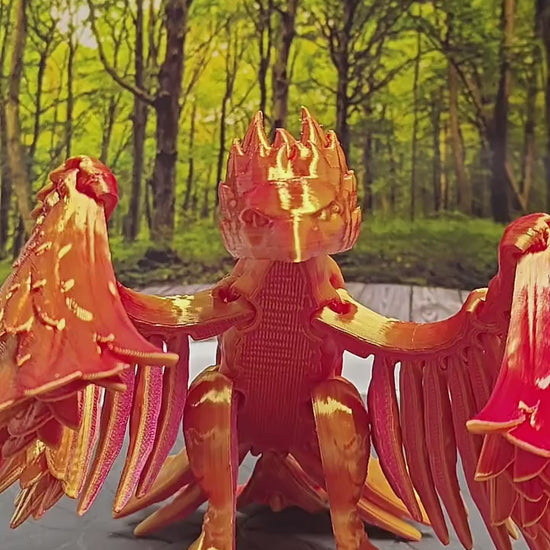 Phoenix Bird – Fire & Flame Poseable Fantasy Creature Toy Mythical Desk Decor or Collector Gift