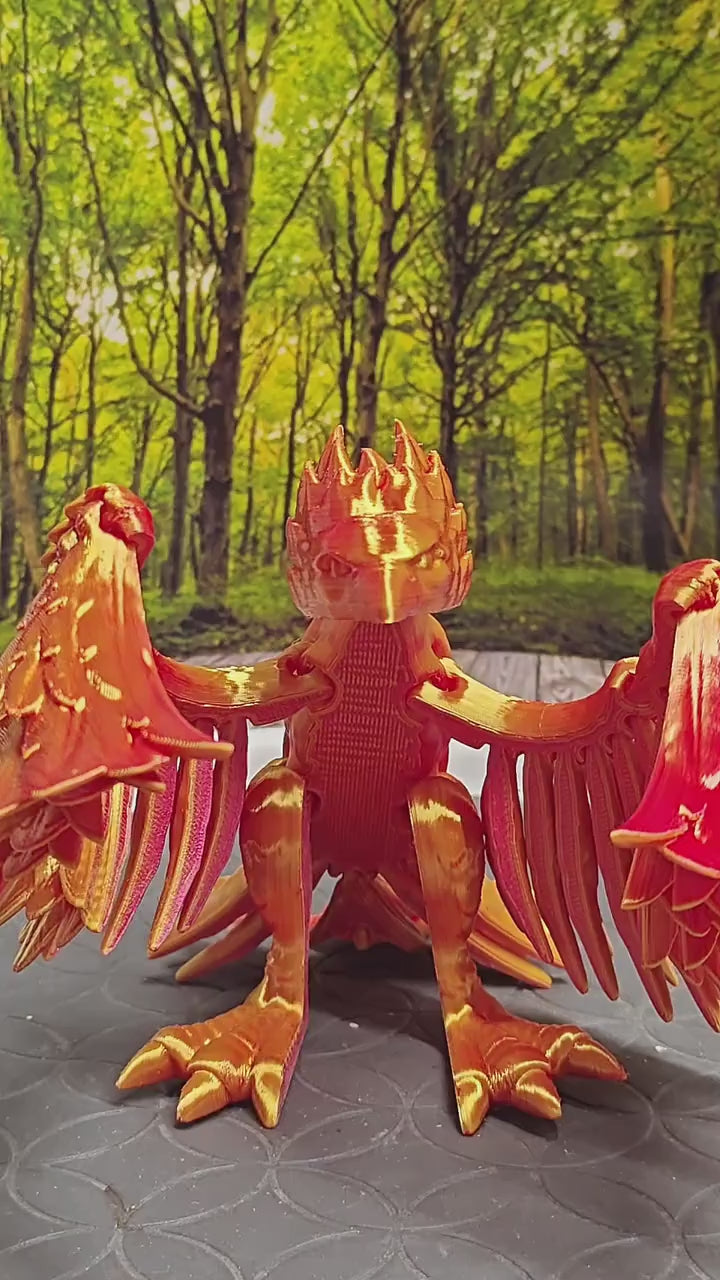 Phoenix Bird – Fire & Flame Poseable Fantasy Creature Toy Mythical Desk Decor or Collector Gift